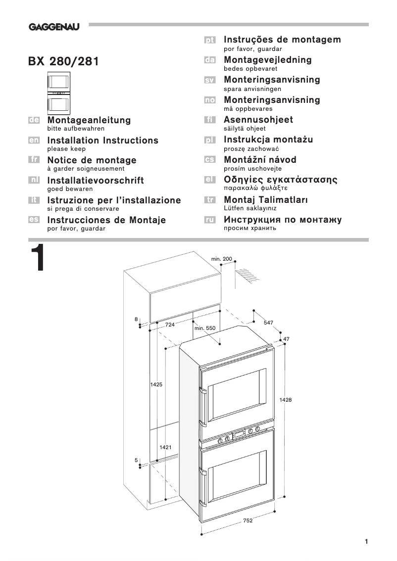 Página nº 1 - Manual de usuario Gaggenau BX281111