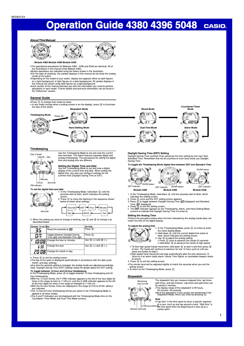 Imagen de la primera página del manual del dispositivo AQ-164W-7AVDF