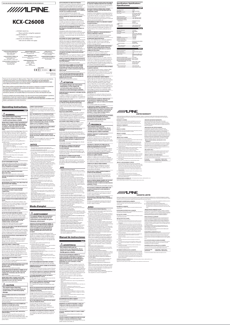 Imagen de la primera página del manual del dispositivo KCX-C2600B