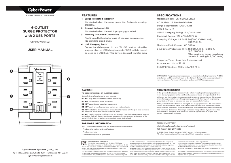 Imagen de la primera página del manual del dispositivo CSP600WSURC2