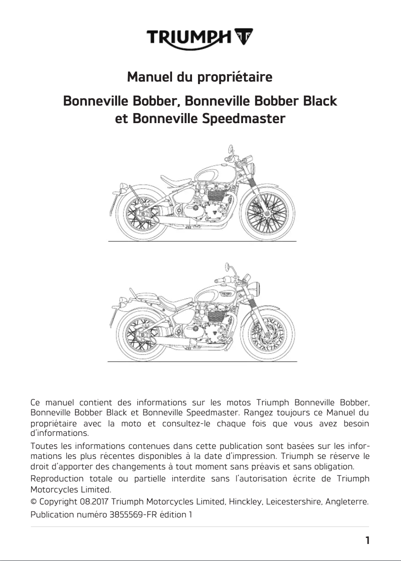 Imagen de la primera página del manual del dispositivo Bonneville Bobber