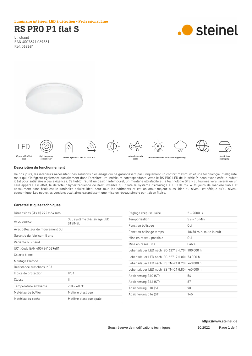 Imagen de la primera página del manual del dispositivo RS PRO P1 Flat S