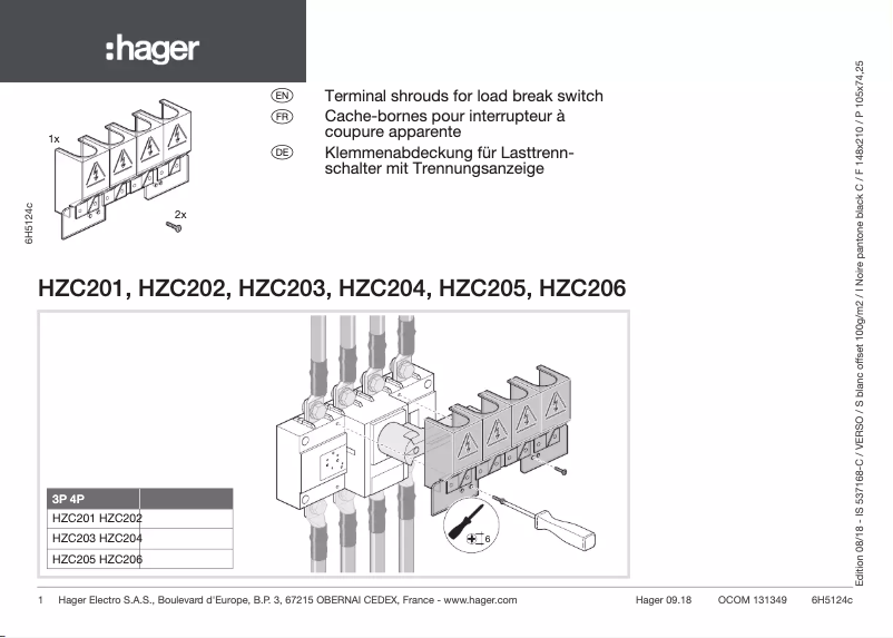 Imagen de la primera página del manual del dispositivo HZC205