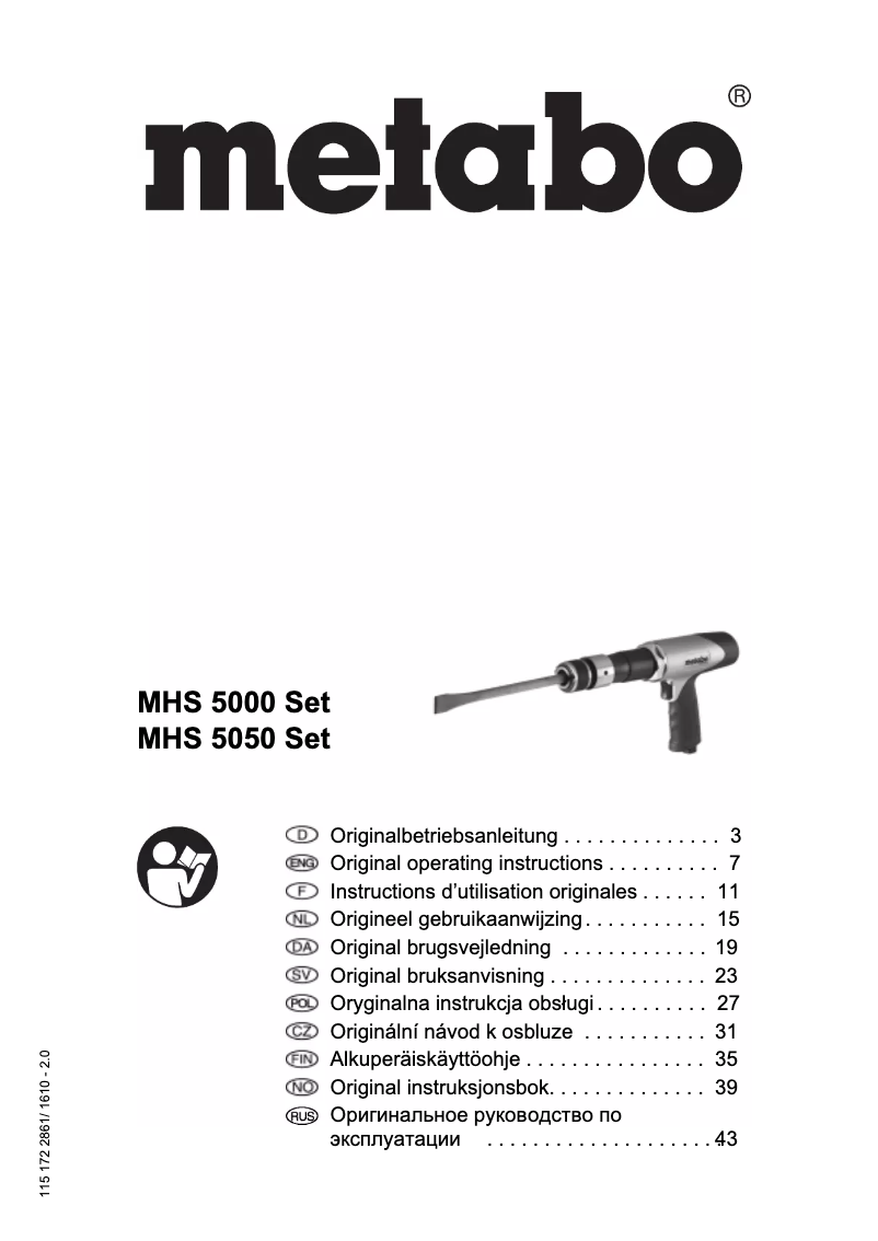 Página 1 del manual Manual de usuario Metabo MHS 5000 SET