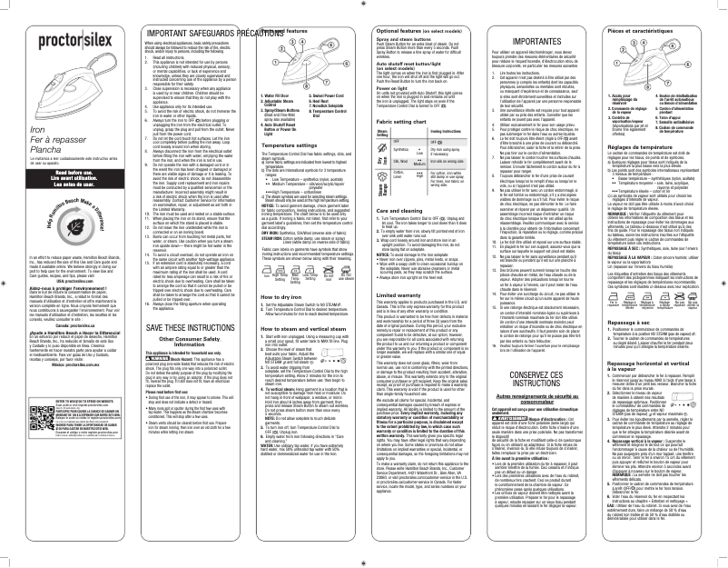Página 1 del manual Manual de uso y mantenimiento Proctor Silex 17201