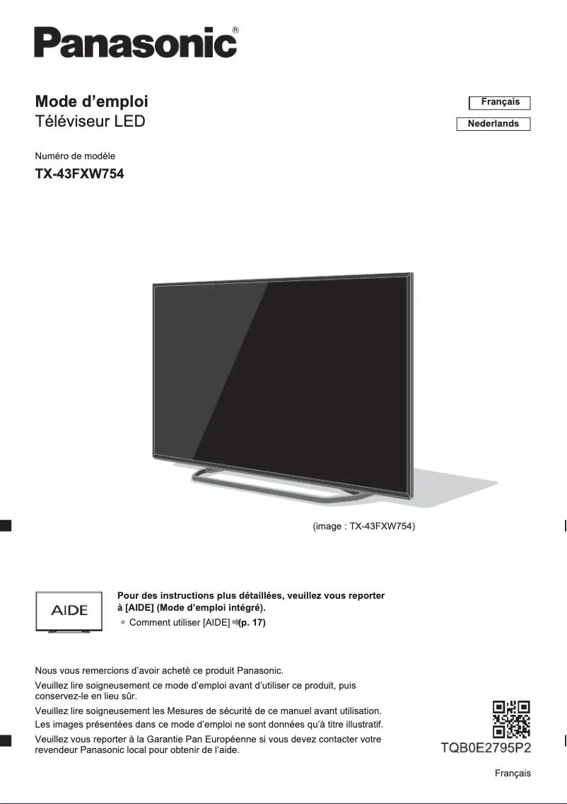 Imagen de la primera página del manual del dispositivo Viera TX-43FXW754