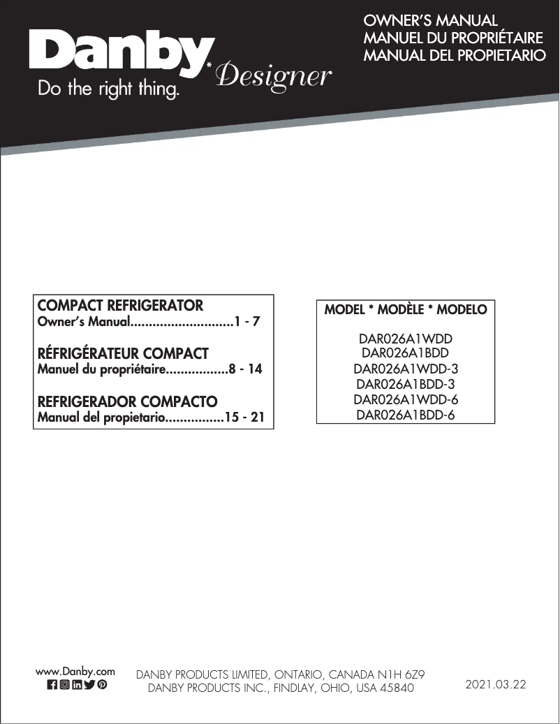 Imagen de la primera página del manual del dispositivo DAR026A1WDD-3
