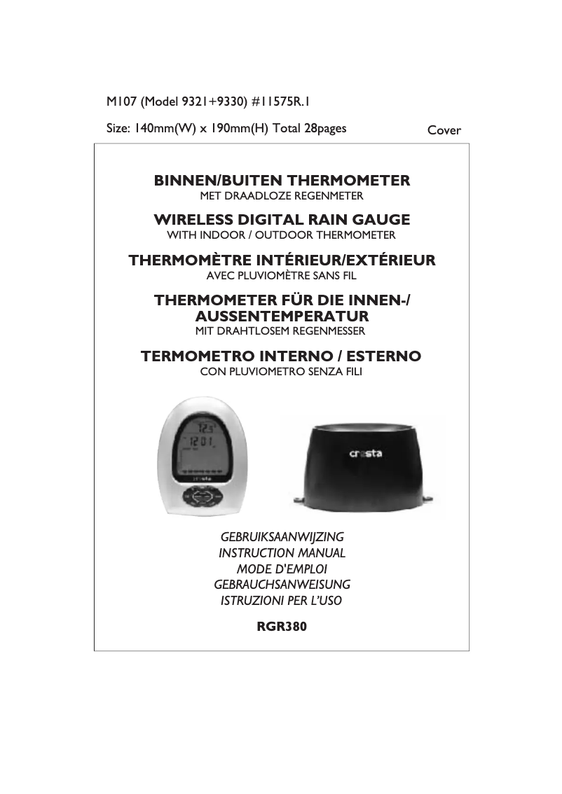 Página 1 del manual Manual de usuario Cresta RGR380