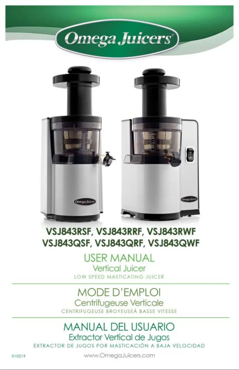 Página 1 del manual Manual de usuario Omega VSJ843RS