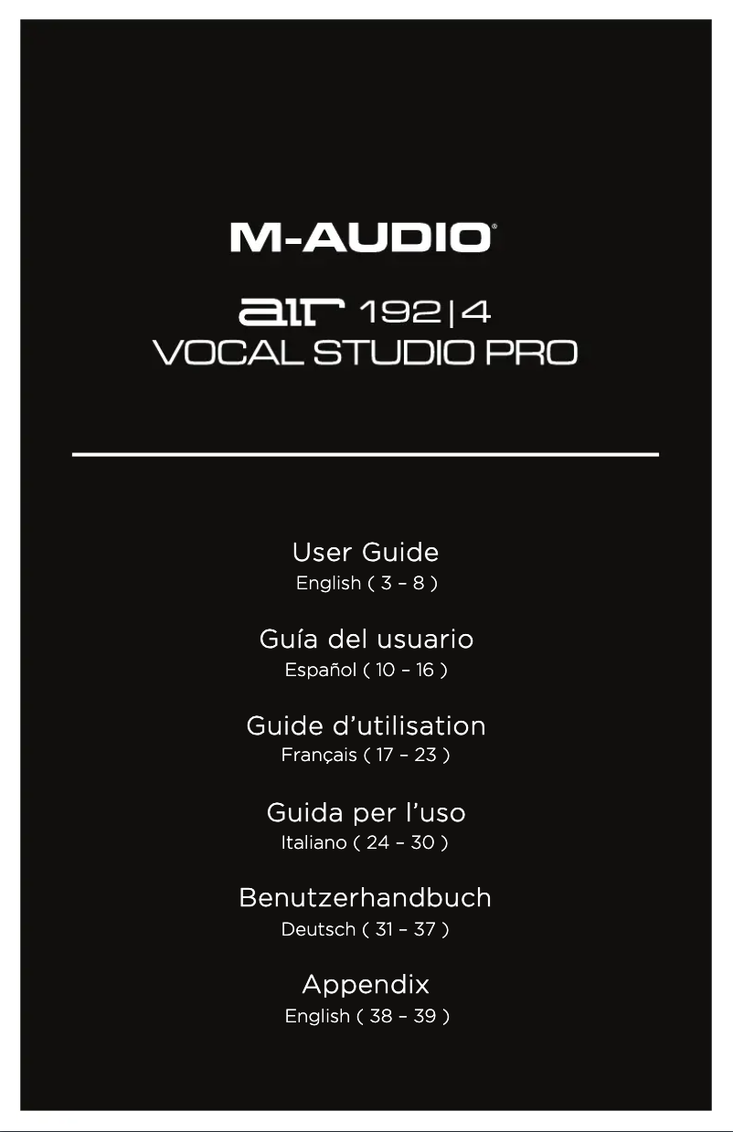 Imagen de la primera página del manual del dispositivo Vocal Studio Pro