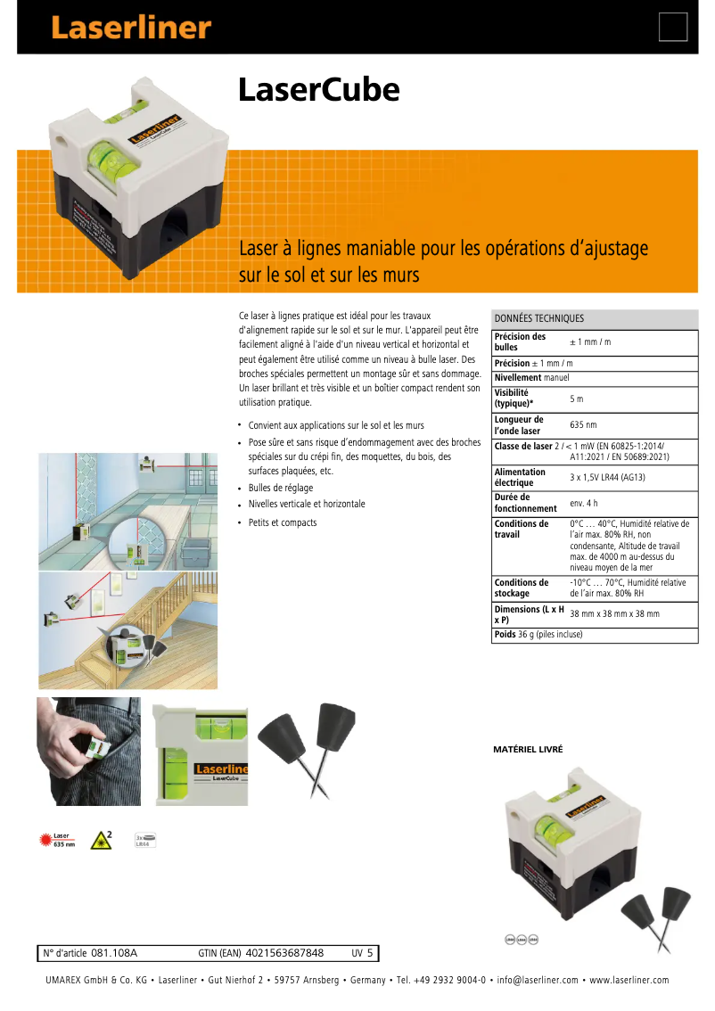 Página nº 1 - Ficha técnica Laserliner LaserCube