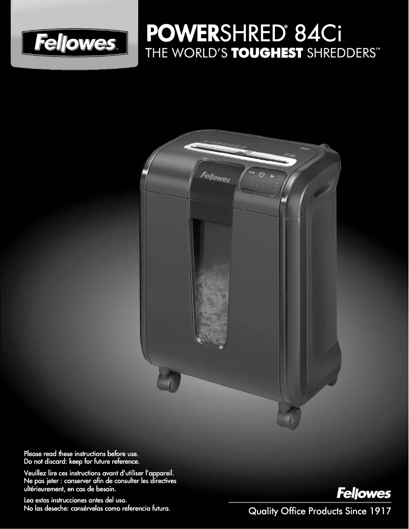 Página 1 del manual Manual de usuario Fellowes Powershred 84Ci