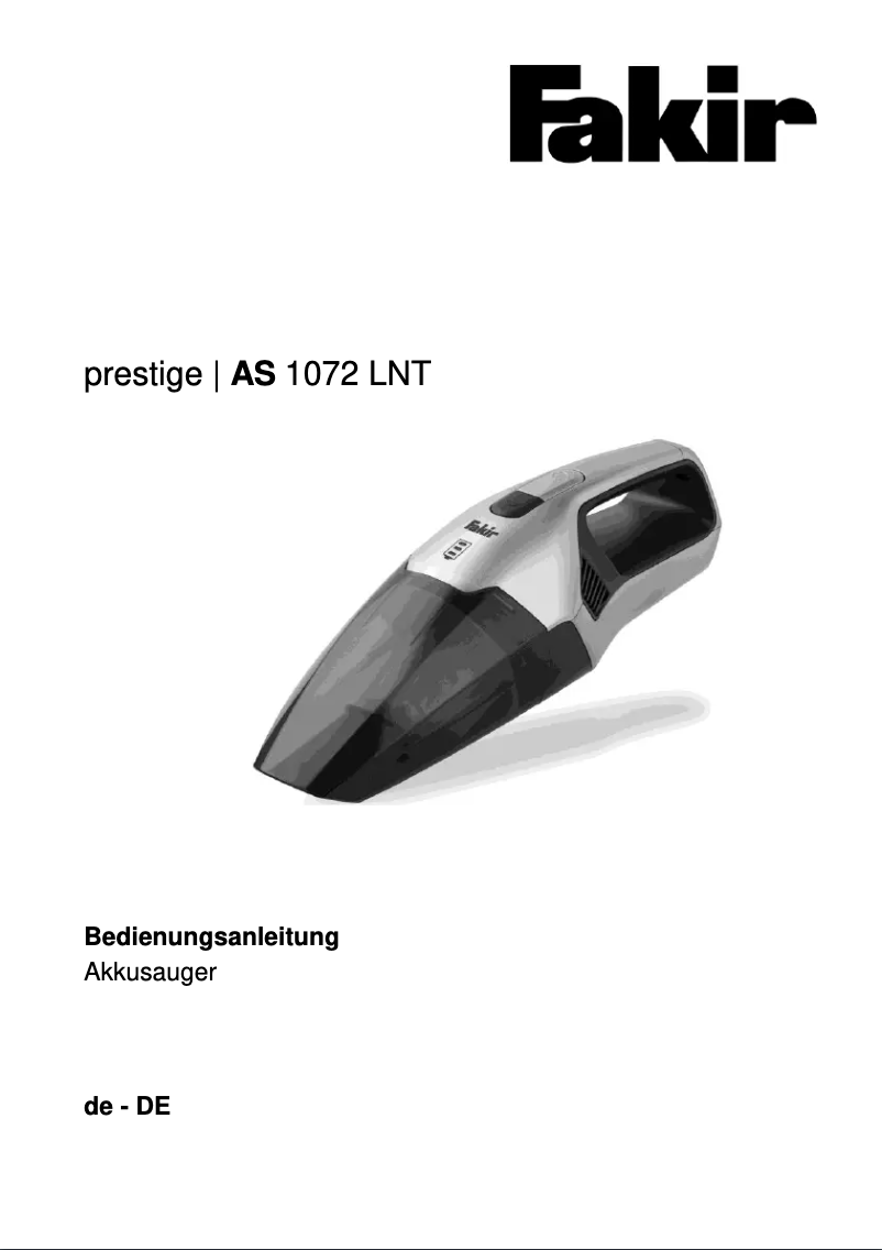 Página 1 del manual Manual de usuario Fakir Prestige AS 1072 LNT