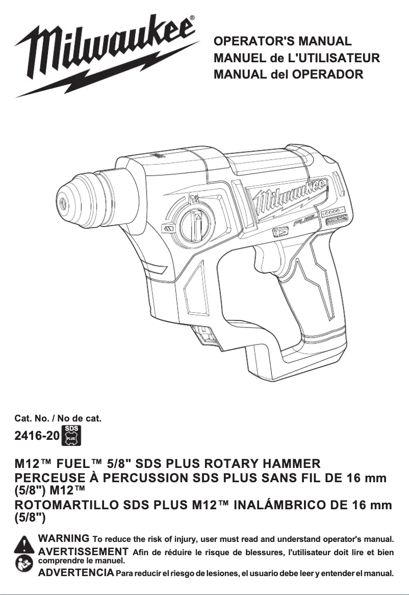 Página 1 del manual Manual de usuario Milwaukee 2416-20