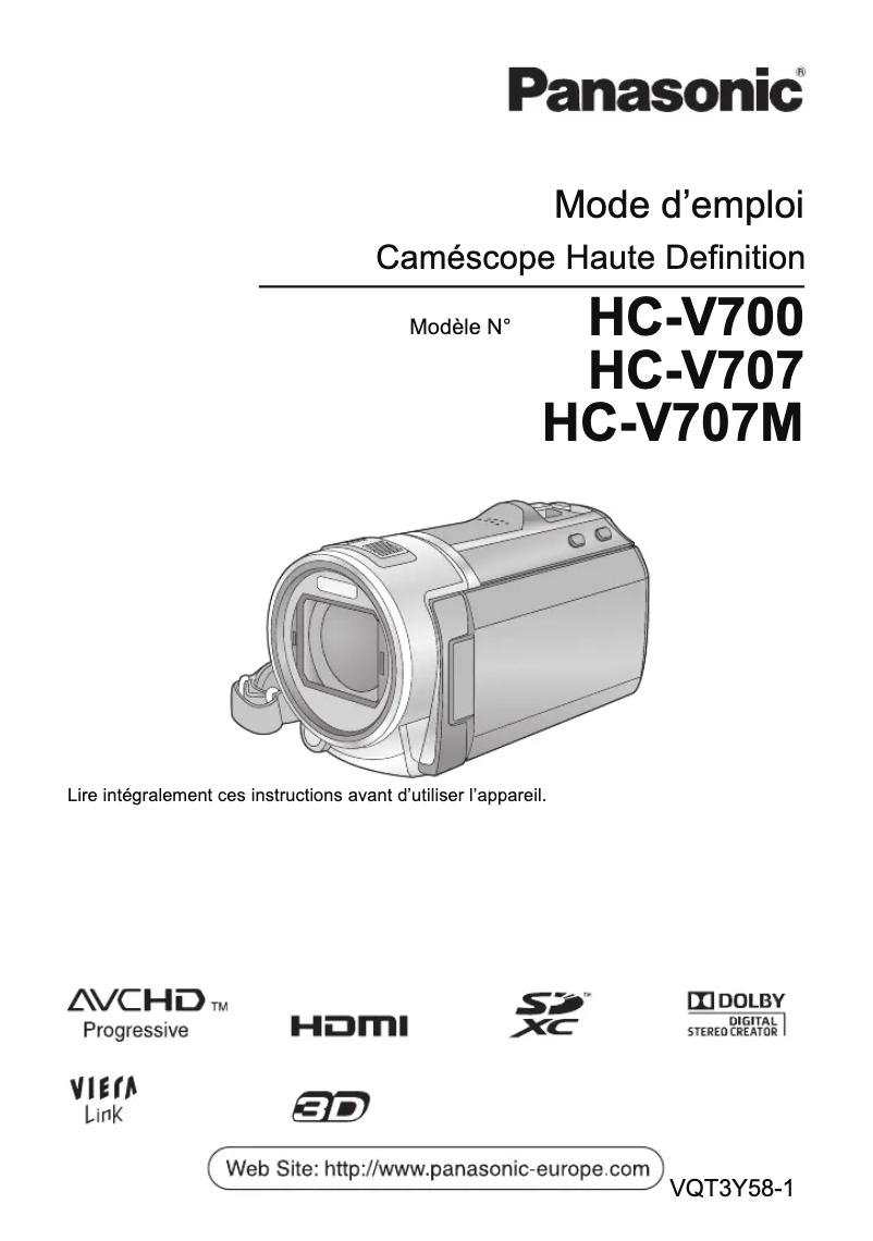 Imagen de la primera página del manual del dispositivo HC-V707