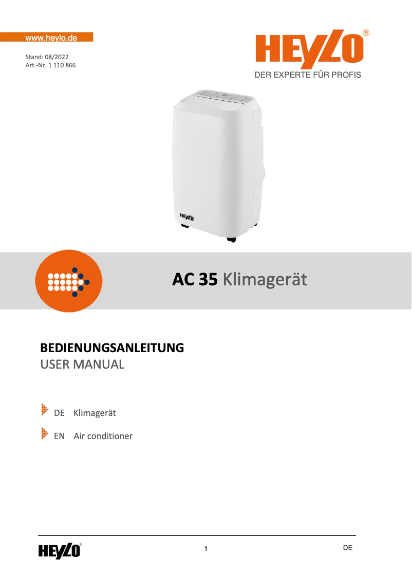 Imagen de la primera página del manual del dispositivo AC 35