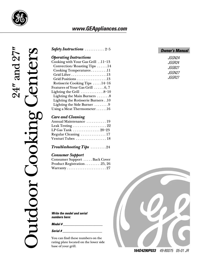 Imagen de la primera página del manual del dispositivo JGGN24LPDBB