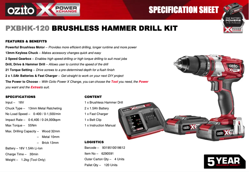 Imagen de la primera página del manual del dispositivo PXBHK-120