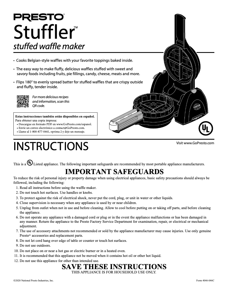 Imagen de la primera página del manual del dispositivo Stuffler 03512