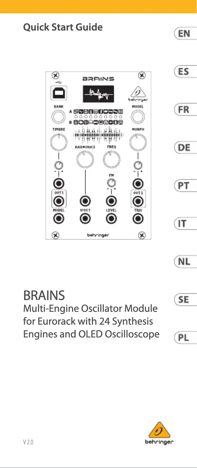 Página 1 del manual Guía de inicio rápido Behringer BRAINS