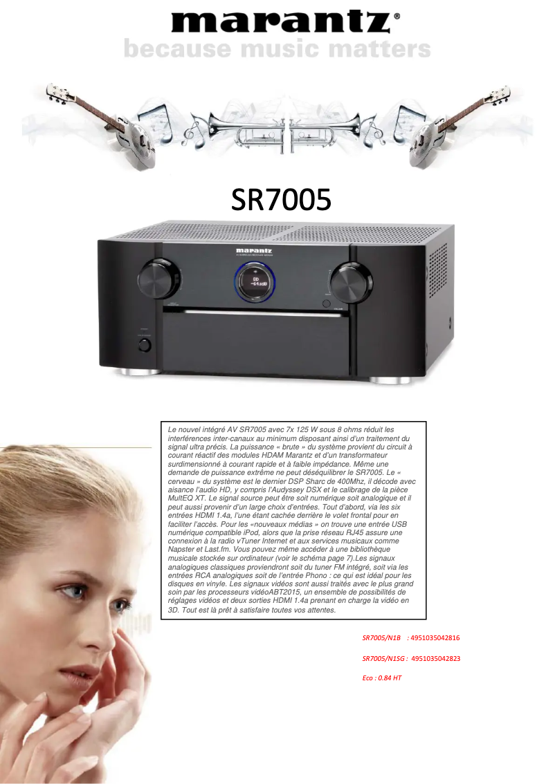 Página 1 del manual Ficha técnica Marantz SR7005