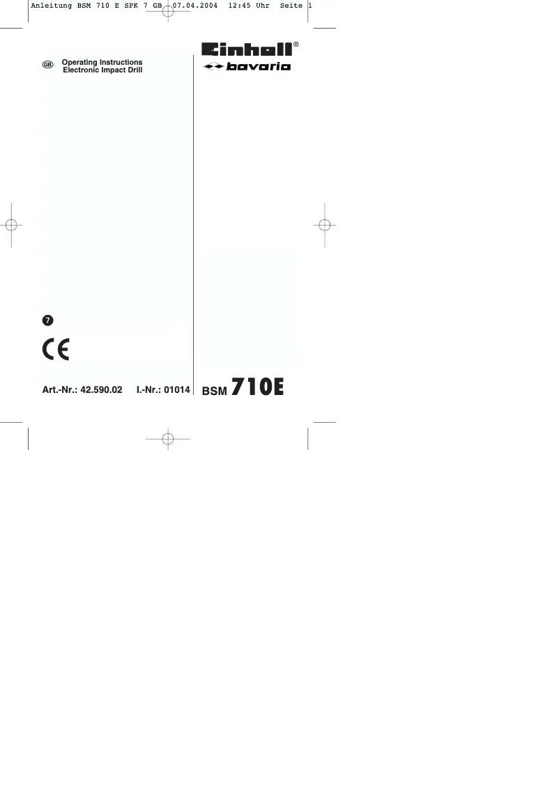 Imagen de la primera página del manual del dispositivo Bavaria BSM 710