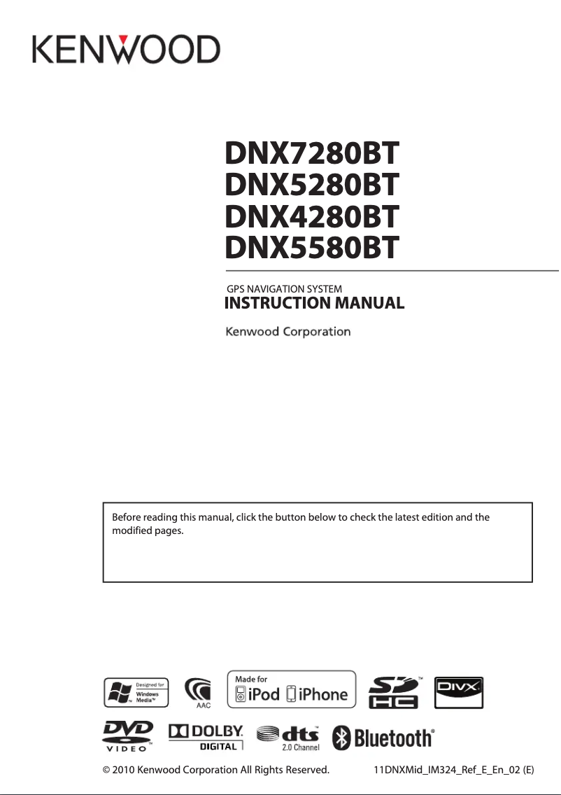 Página nº 1 - Manual de usuario Kenwood DNX5580BT