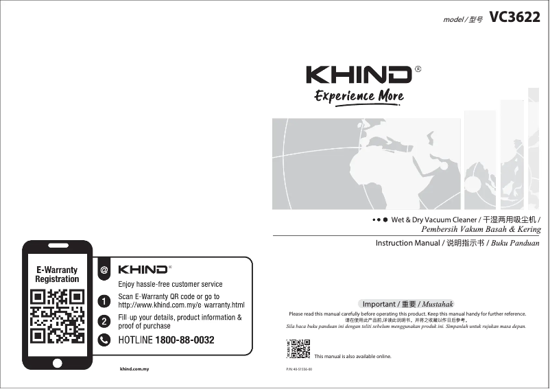 Página 1 del manual Manual de usuario Khind VC3622