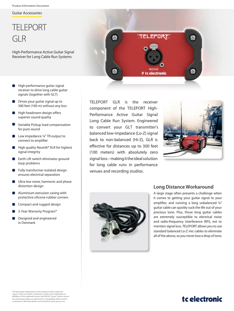 Imagen de la primera página del manual del dispositivo Teleport GLR