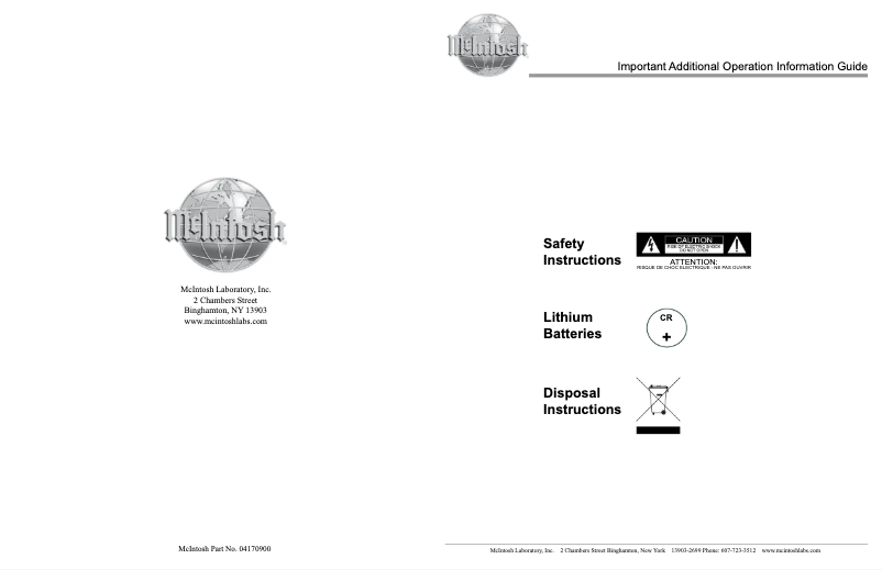 Página nº 1 - Instrucciones de seguridad McIntosh MCD350