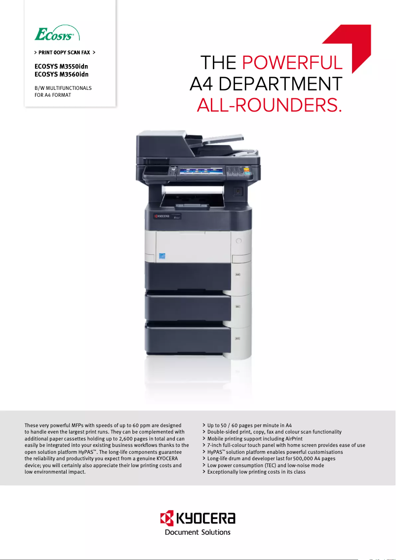 Página 1 del manual Ficha técnica Kyocera Ecosys M3550idn