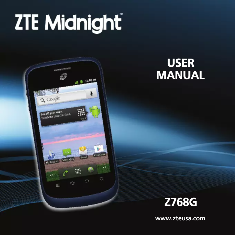 Imagen de la primera página del manual del dispositivo Z768G Midnight