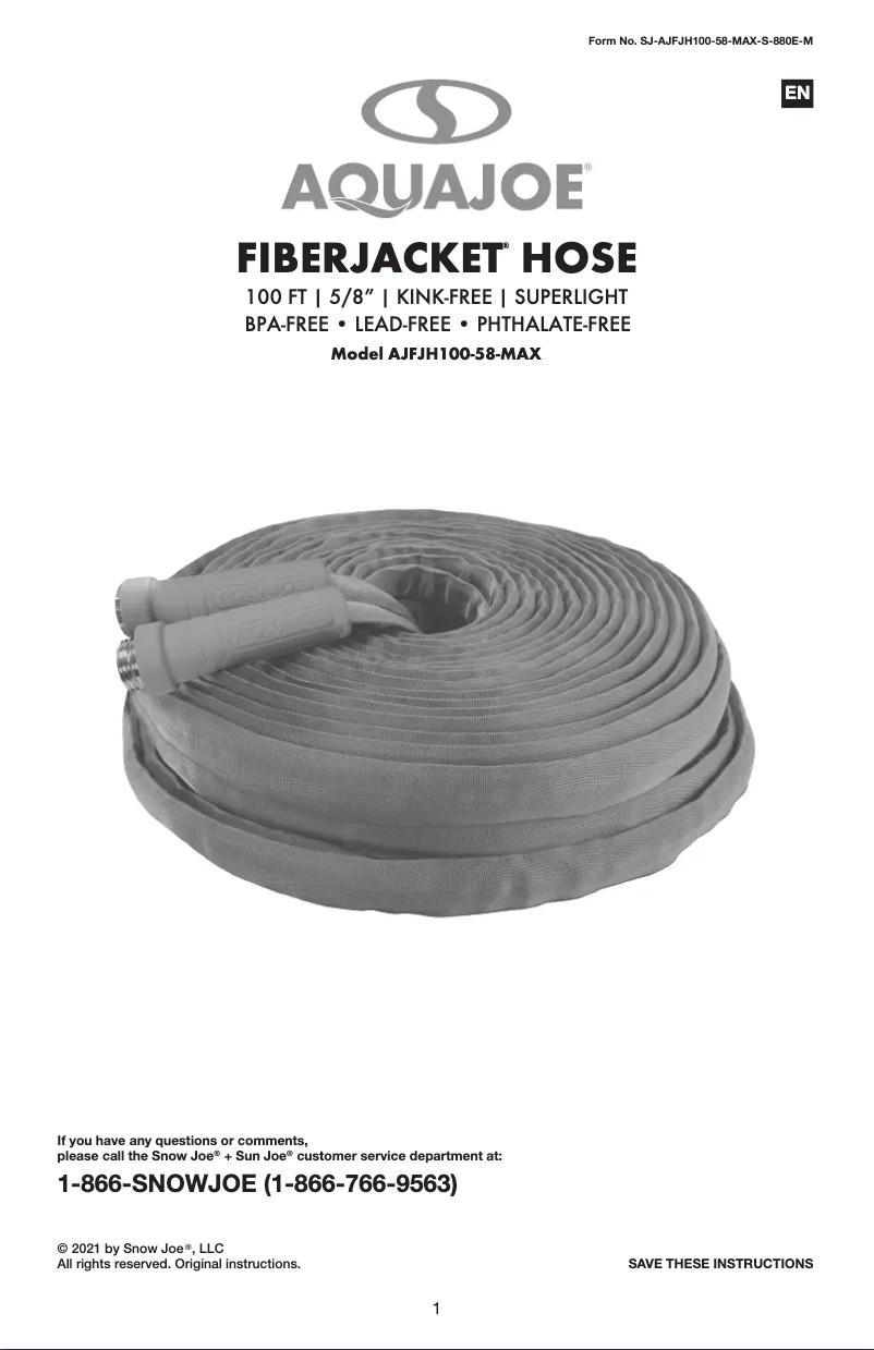 Página nº 1 - Manual de usuario Aqua Joe AJFJH100-58-MAX