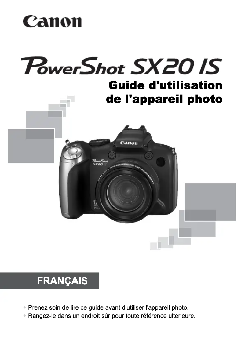 Imagen de la primera página del manual del dispositivo PowerShot SX20 IS