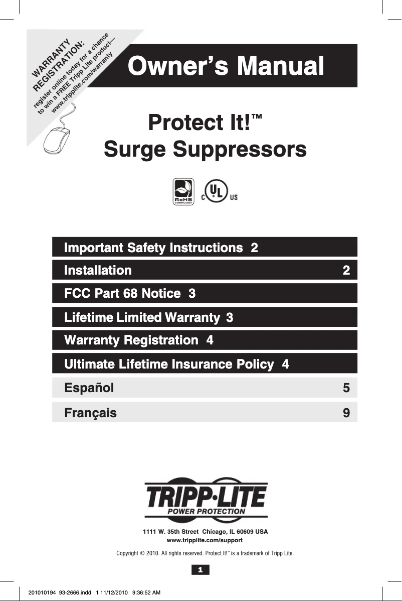 Imagen de la primera página del manual del dispositivo Protect It! TLP1208TEL