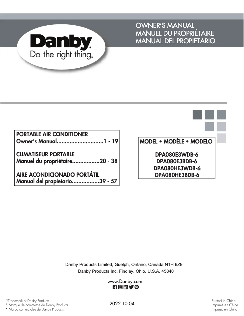 Página 1 del manual Manual de usuario Danby DPA080HE3WDB-6