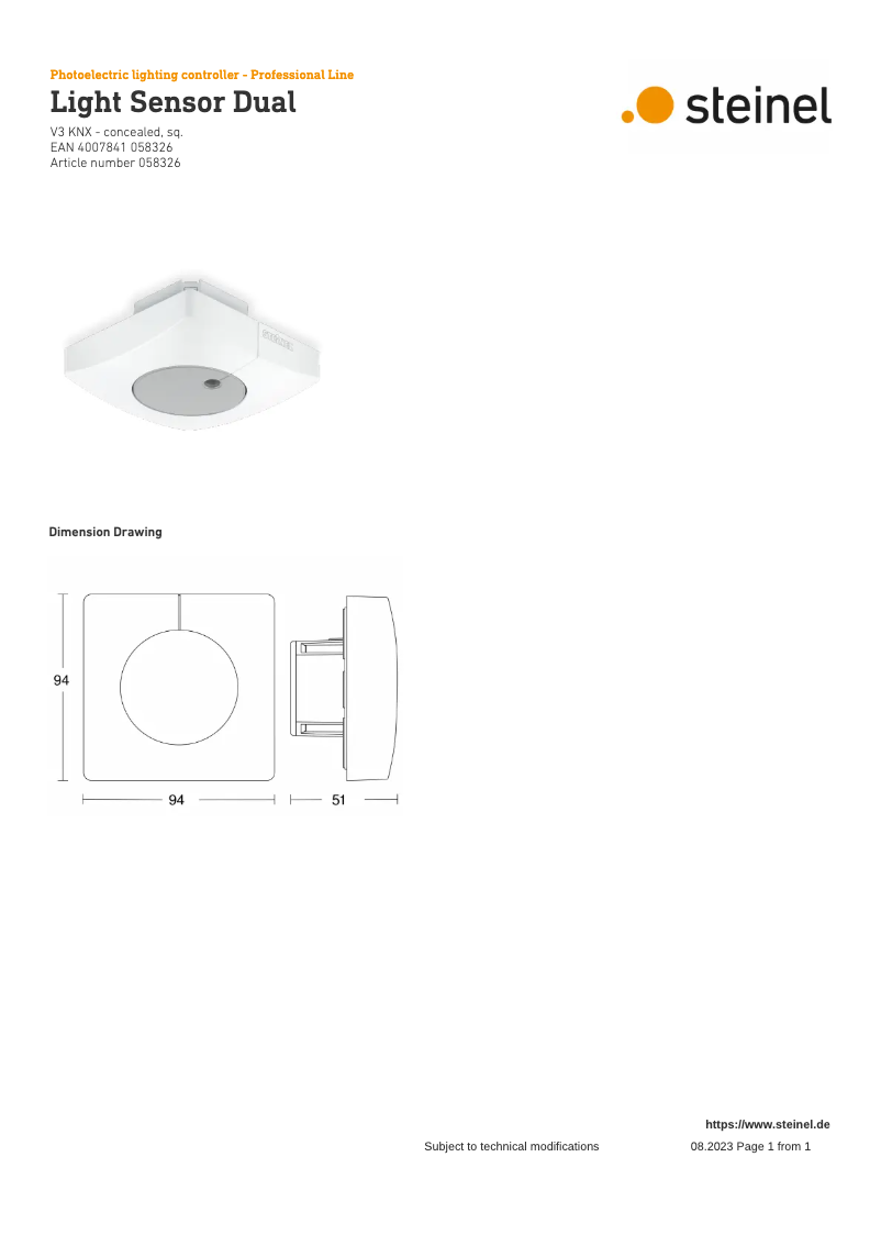 Página 1 del manual Diagrama de cableado Steinel Light Sensor Dual KNX
