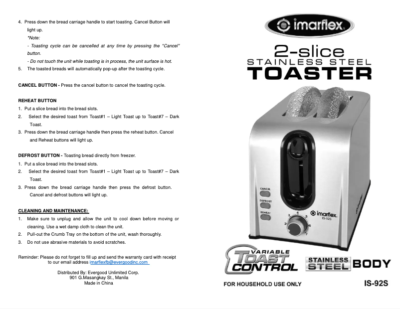 Página 1 del manual Manual de usuario Imarflex IS-92S