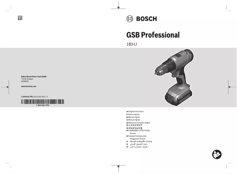 Imagen de la primera página del manual del dispositivo GSB 183-LI Professional