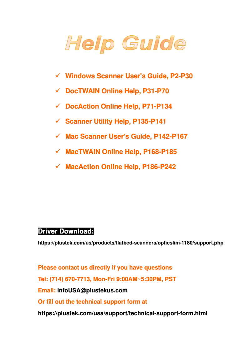 Página nº 1 - Manual de usuario Plustek OpticSlim 1680