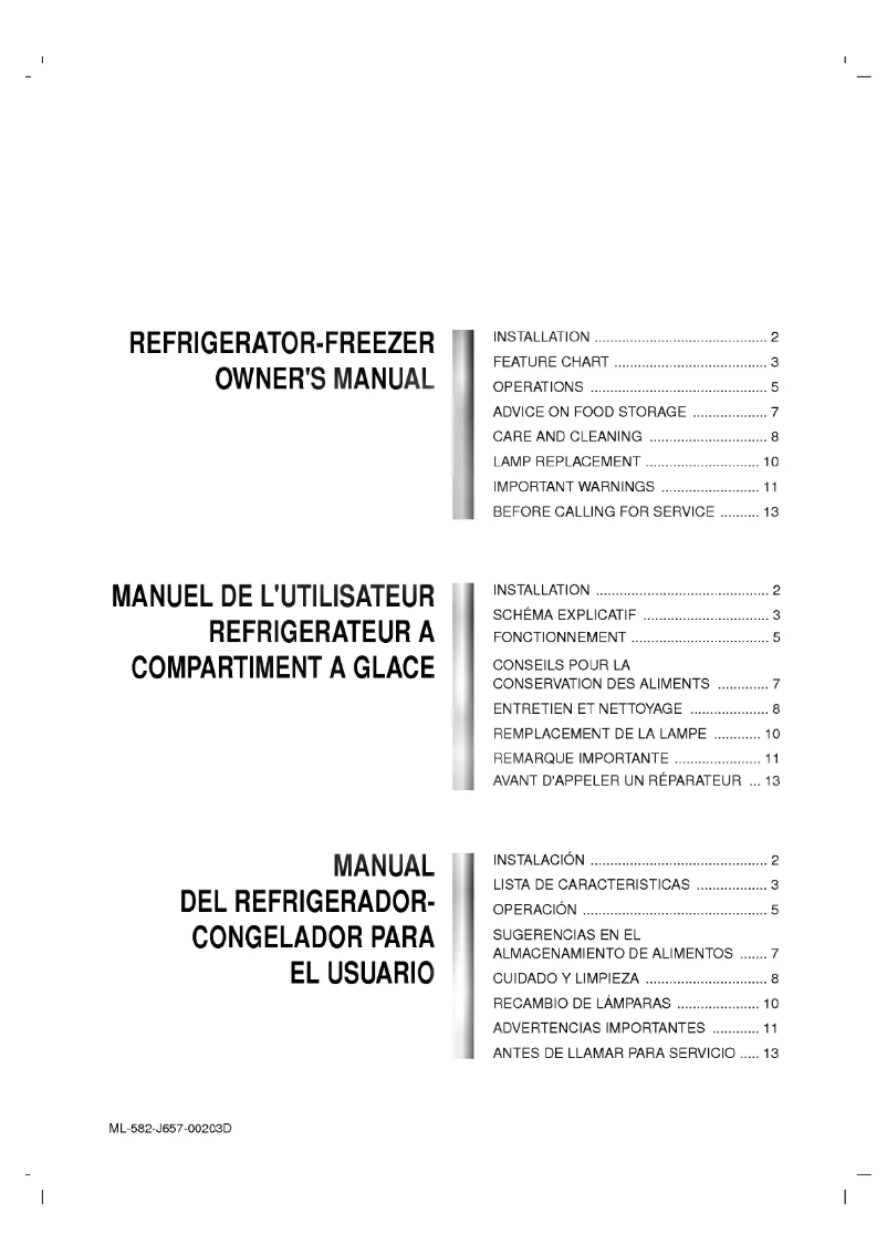 Imagen de la primera página del manual del dispositivo GR-582W