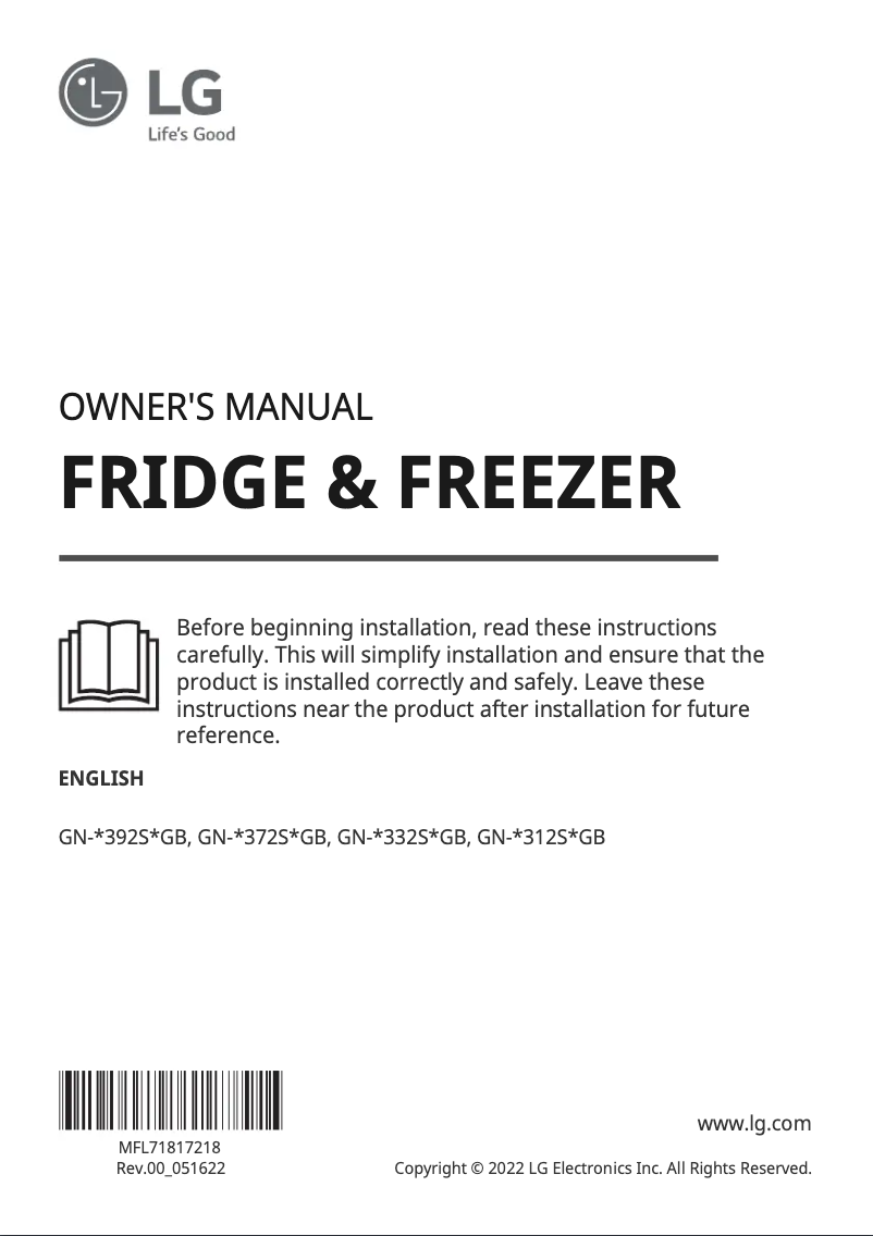 Imagen de la primera página del manual del dispositivo GN-B332SBGB