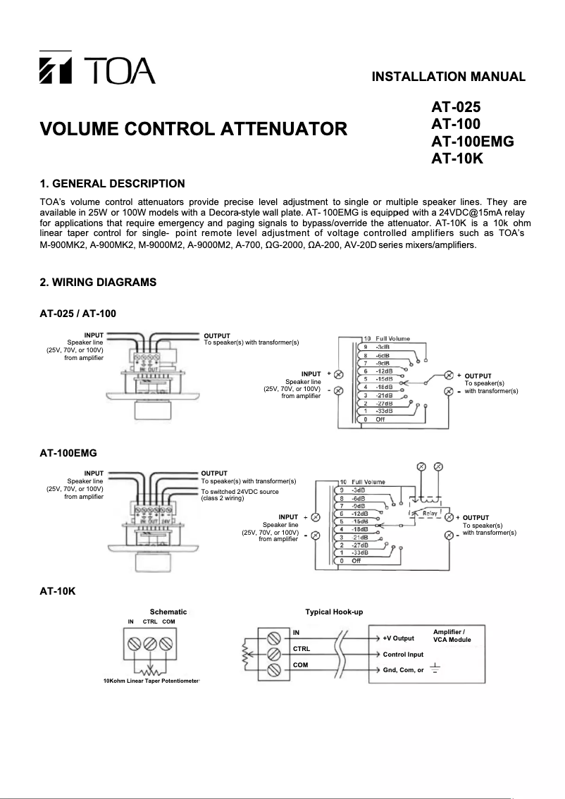 Página nº 1 - Manual de usuario TOA AT-100