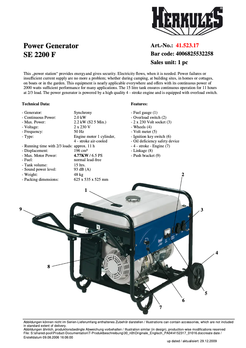 Página 1 del manual Manual de usuario Herkules SE 2200 F