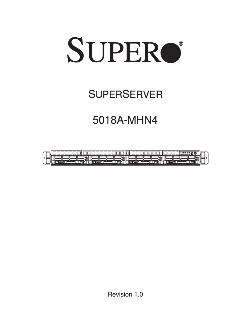 Página 1 del manual Manual de usuario Supermicro SuperServer 5018A-MHN4