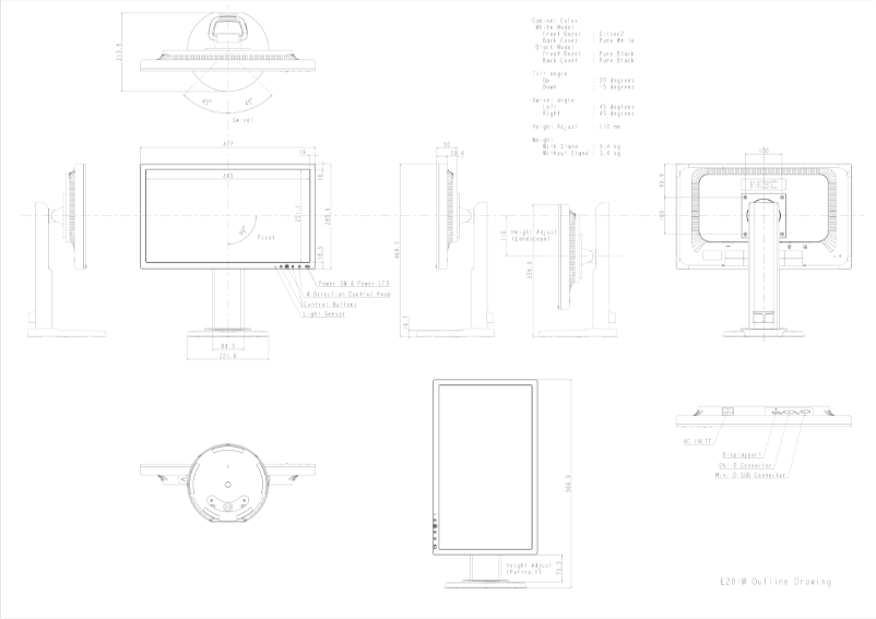 Imagen de la primera página del manual del dispositivo MultiSync E201W