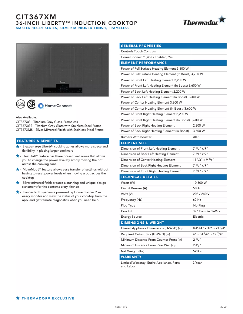Imagen de la primera página del manual del dispositivo CIT367XM