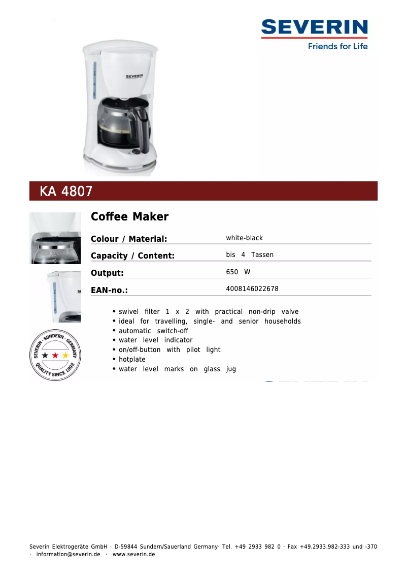Imagen de la primera página del manual del dispositivo KA 4807