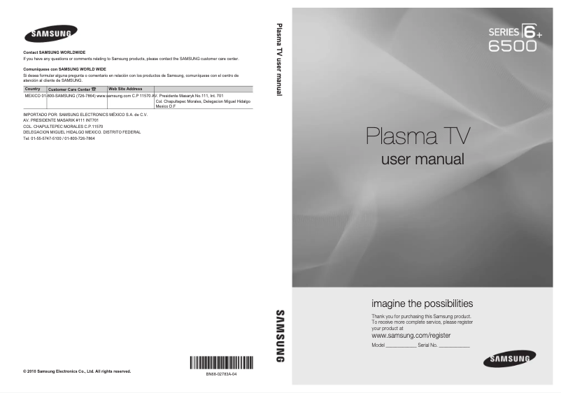 Imagen de la primera página del manual del dispositivo PL50C6500