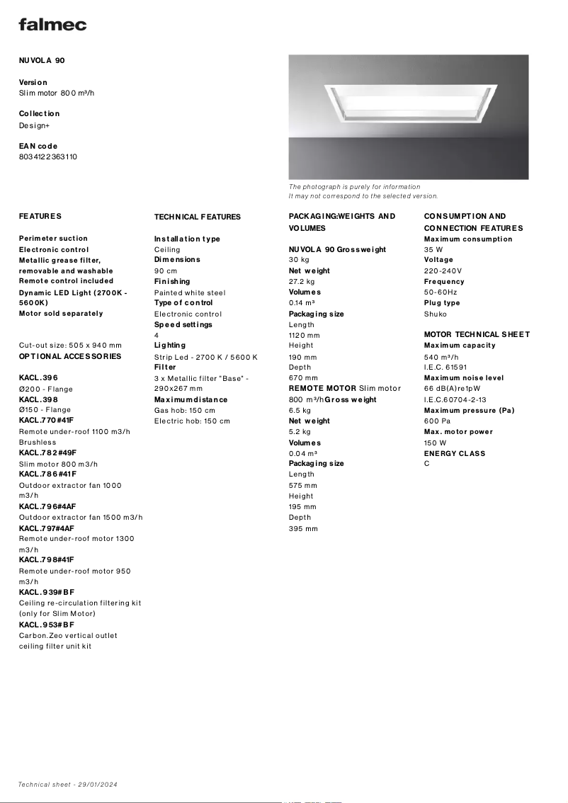 Página 1 del manual Manual de usuario Falmec Nuvola 90